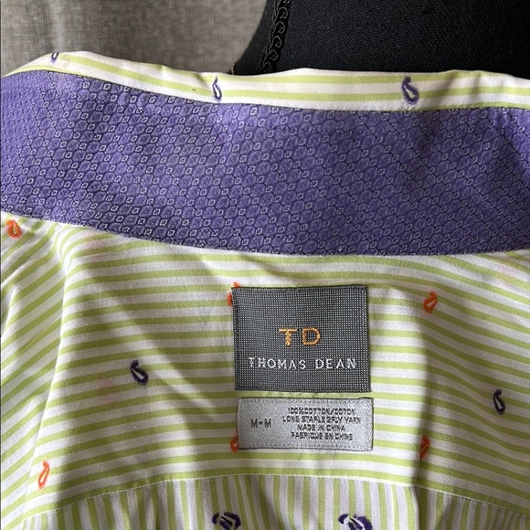 Thomas Dean Green Casual Button Down Shirt Lightweight - Picture 2 of 4
